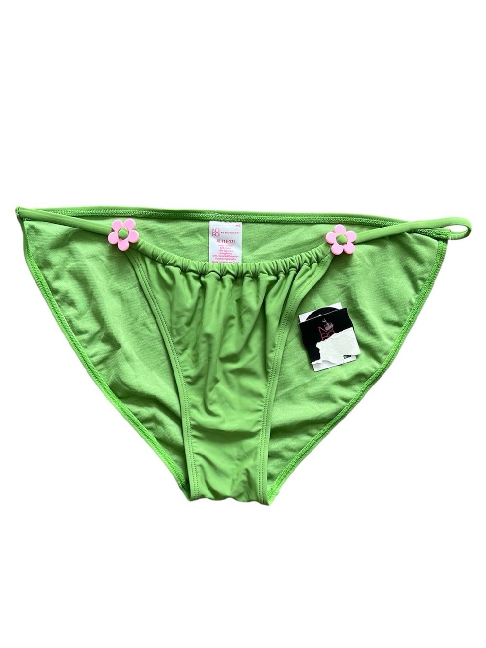 Nobo Green Swim Bottom Pink Flower Charms Juniors XL Vacation Cruise Pool Boat